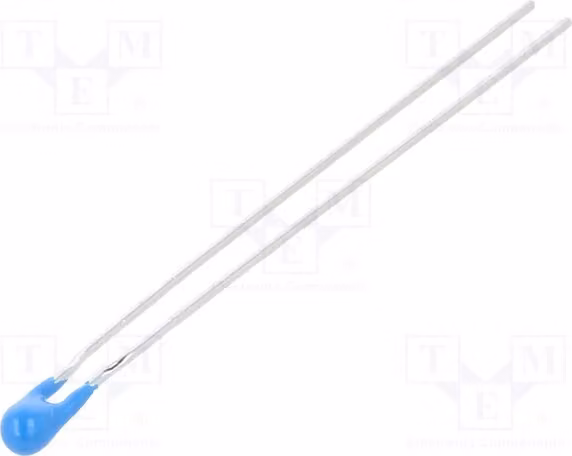 10 termistori NTC da 20kΩ, intervallo di temperatura -40÷125°C, coefficiente termico 3977K, montaggio a foro passante (THT), tolleranza 1%, modello TT7-20KC3-1 NTC. Termistori per misurazioni di temperatura