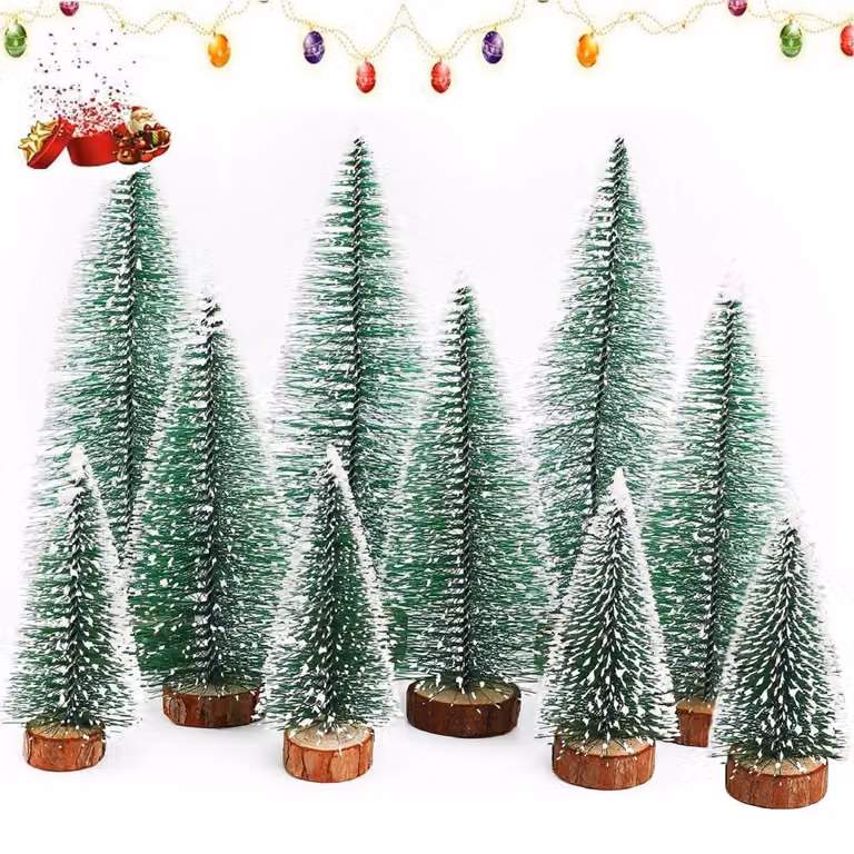 Albero di Natale in miniatura, artificiale, disponibile in 3 dimensioni: 10/15/20 cm, confezione da 10 pezzi