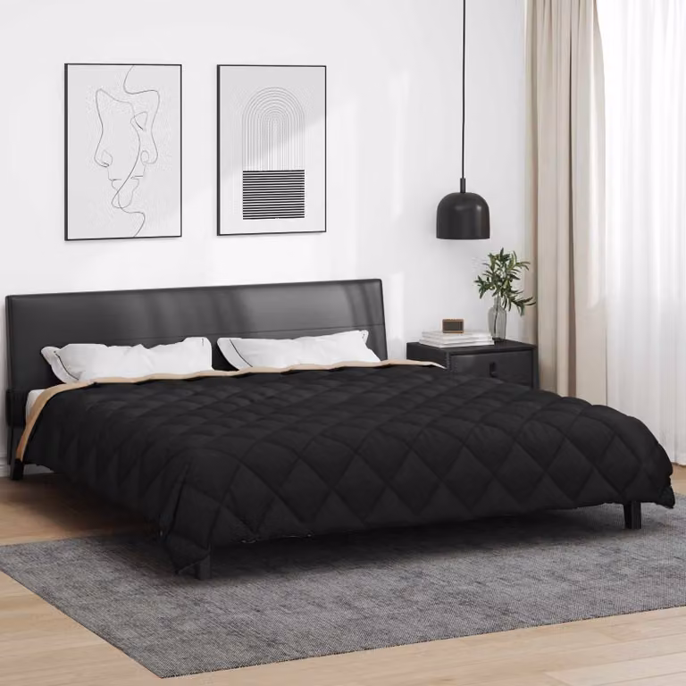 vidaXL Piumone Invernale in Microfibra Nero e Marrone L: 240 cm, P: 220 cm
