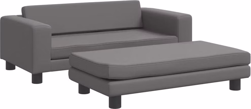 Lettino per Cani con Estensione Grigio 100x50x30 cm Pelle finta