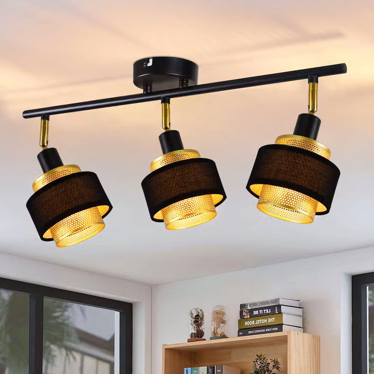 ZMH plafoniera nera con 3 fiamme E14 vintage soggiorno retro camera da letto metallo orientabile per cucina corridoio sala da pranzo