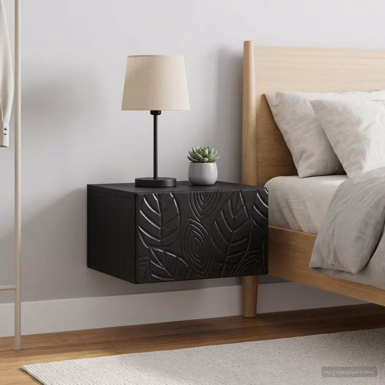 Set di 2 comodini sospesi vidaXL moderni in colore nero, L 49 cm x P 34,5 cm x H 20 cm