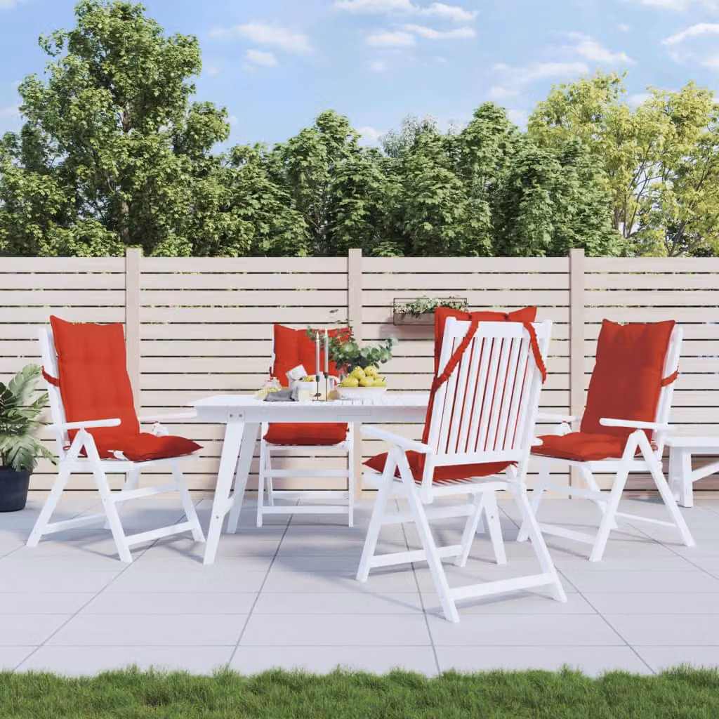 Set di 4 cuscini per sedia con schienale alto vidaXL in tessuto Oxford rosso, impermeabili e traspiranti