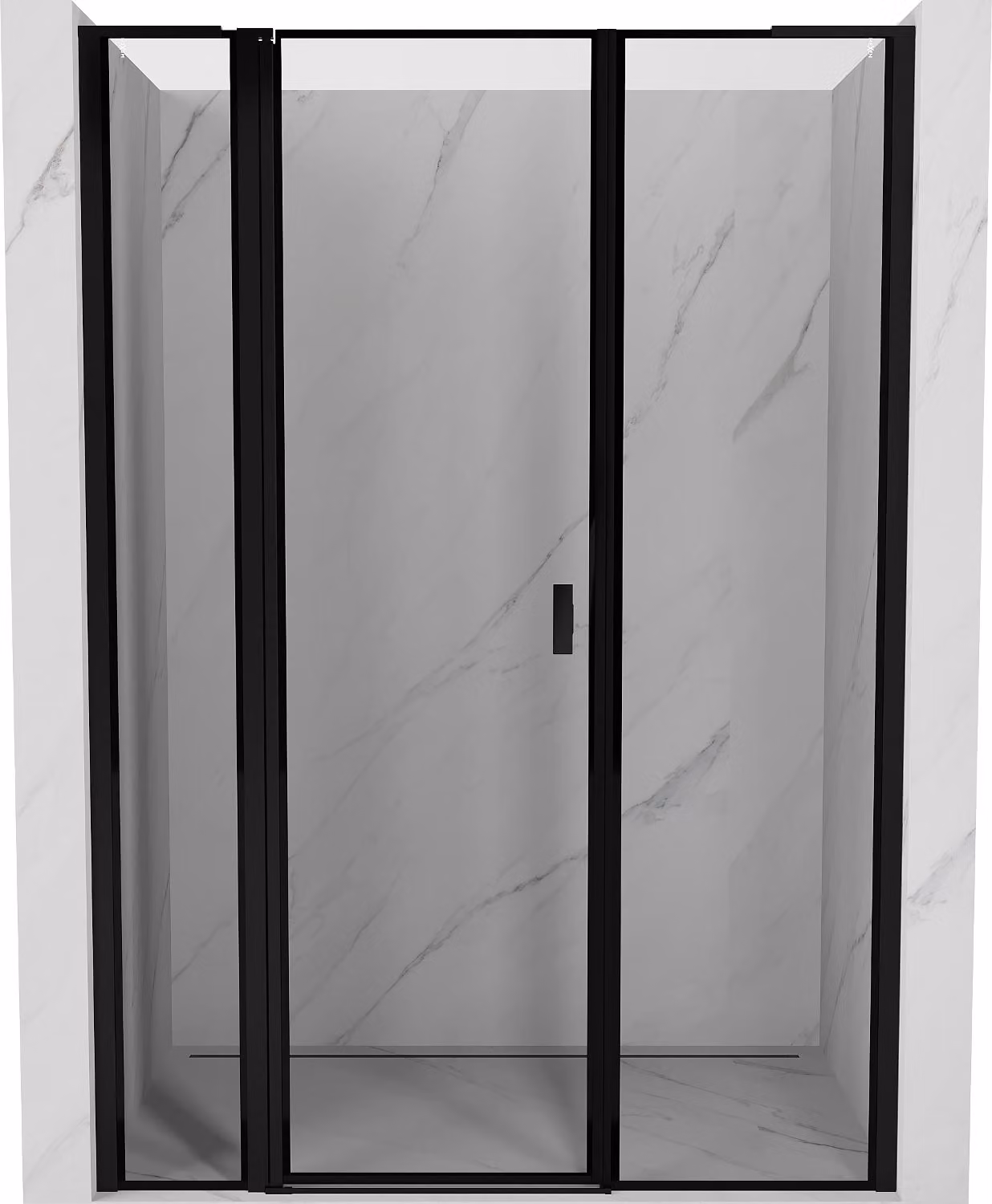 Mexen Mist L porta da doccia a battente sinistra 135 cm, cornice nera, nero - 8A4L-135-001-70-70-L