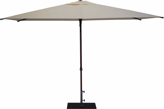 Ombrellone da Giardino 3x2 m Palo Ø38 mm in Alluminio Effetto Legno Tessuto Poliestere Trend Wood Ecru