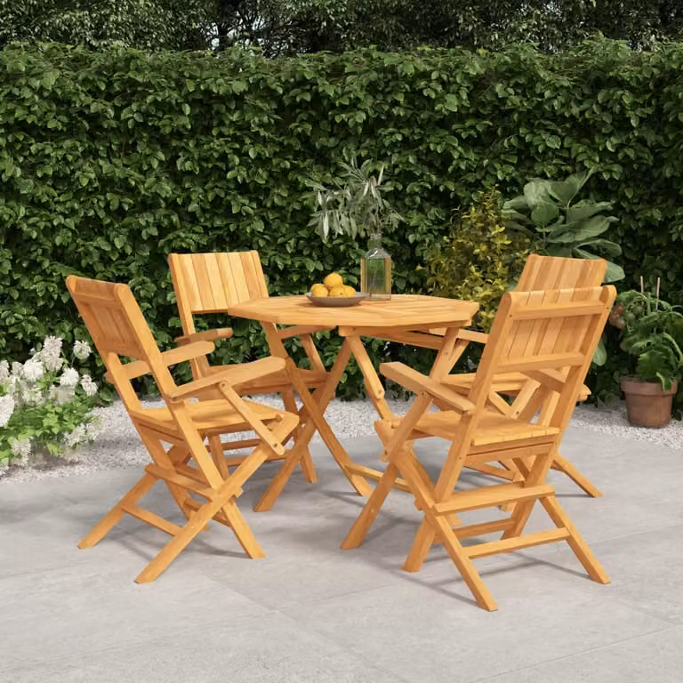 Set da Pranzo per Giardino vidaXL in Legno di Teak Marrone, 5 Pezzi