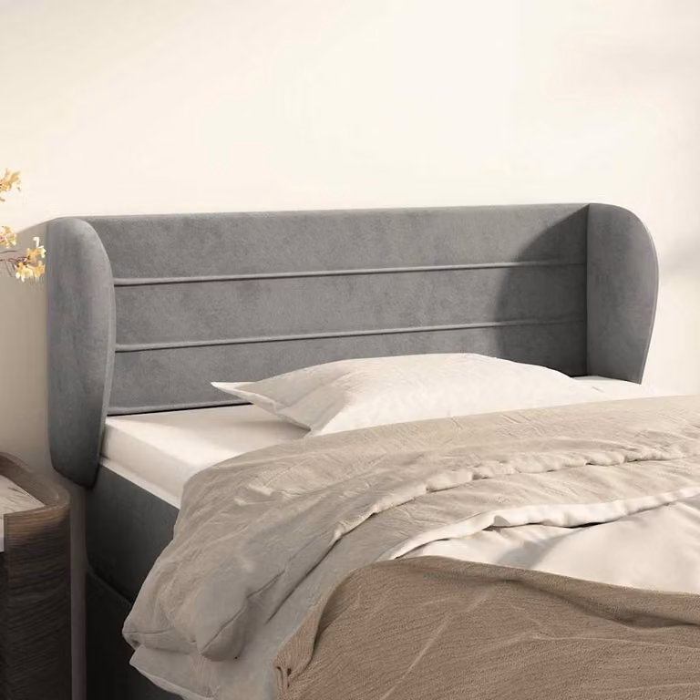 Testiera ad orecchio vidaXL in velluto grigio chiaro L: 103 cm, P: 23 cm, H: 78-88 cm