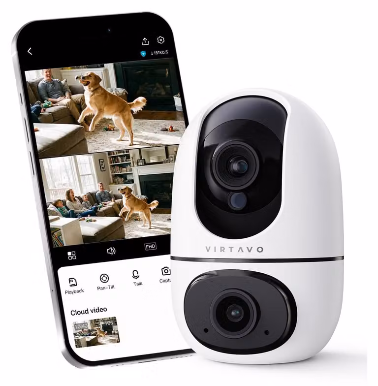 Telecamera di sicurezza - WiFi per interni - Doppio obiettivo - Rotazione e inclinazione a 360° - Telecamera intelligente per bambini