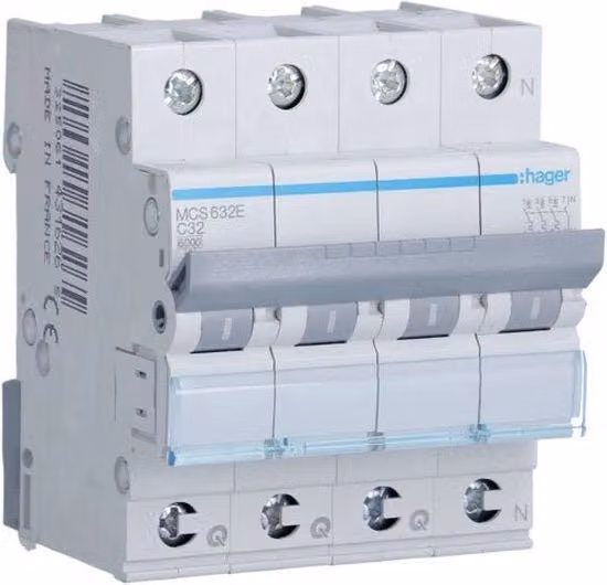 Interruttore Magnetotermico Hager MCB 4.0A Grigio