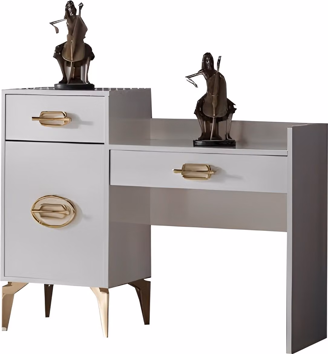 Schlafzimmer Set Schminktisch elegant Kosmetiktisch Make-up Tisch Weiß 2tlg.