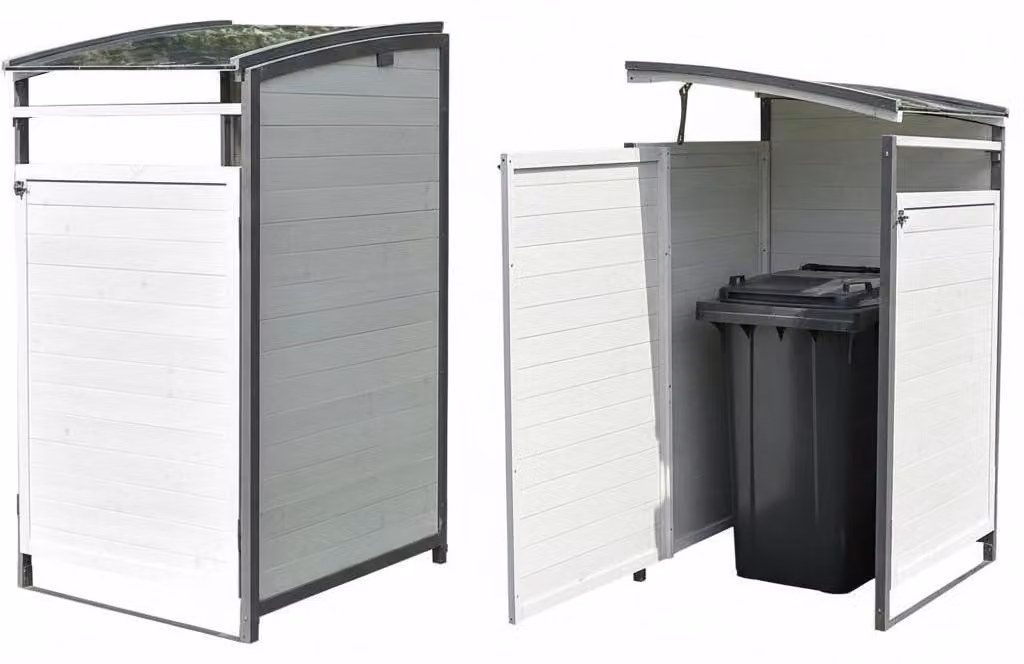 Contenitore per rifiuti da 120 litri, in legno, dimensioni 68 x 68 x 50 cm