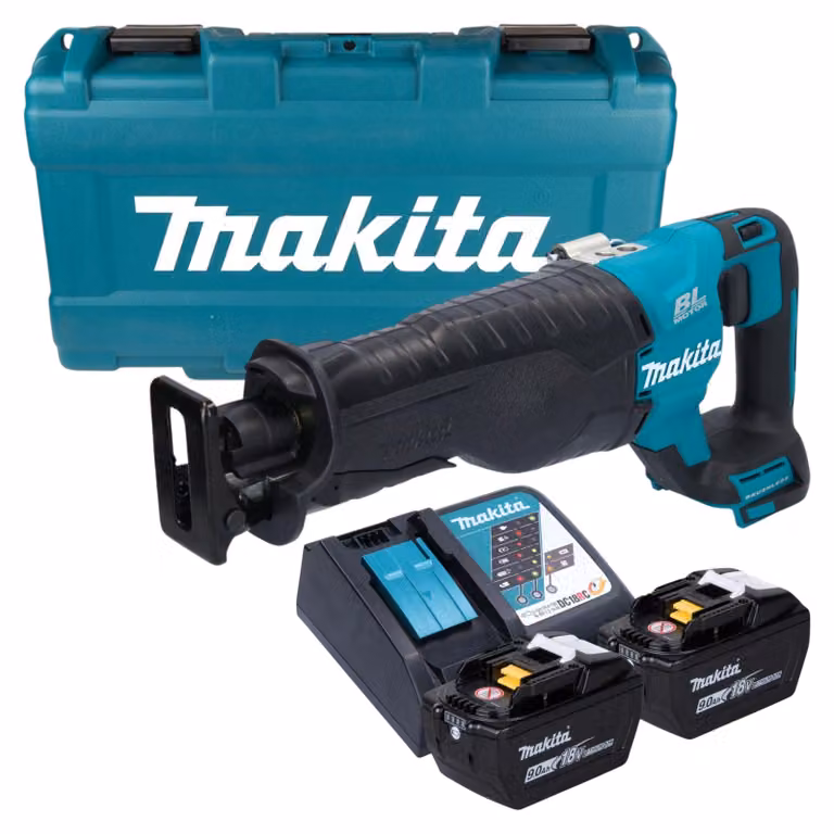 Makita DJR 187 ZK Sega alternativa a batteria 18 V Brushless + 2x batteria 9,0 Ah + caricabatterie + valigetta