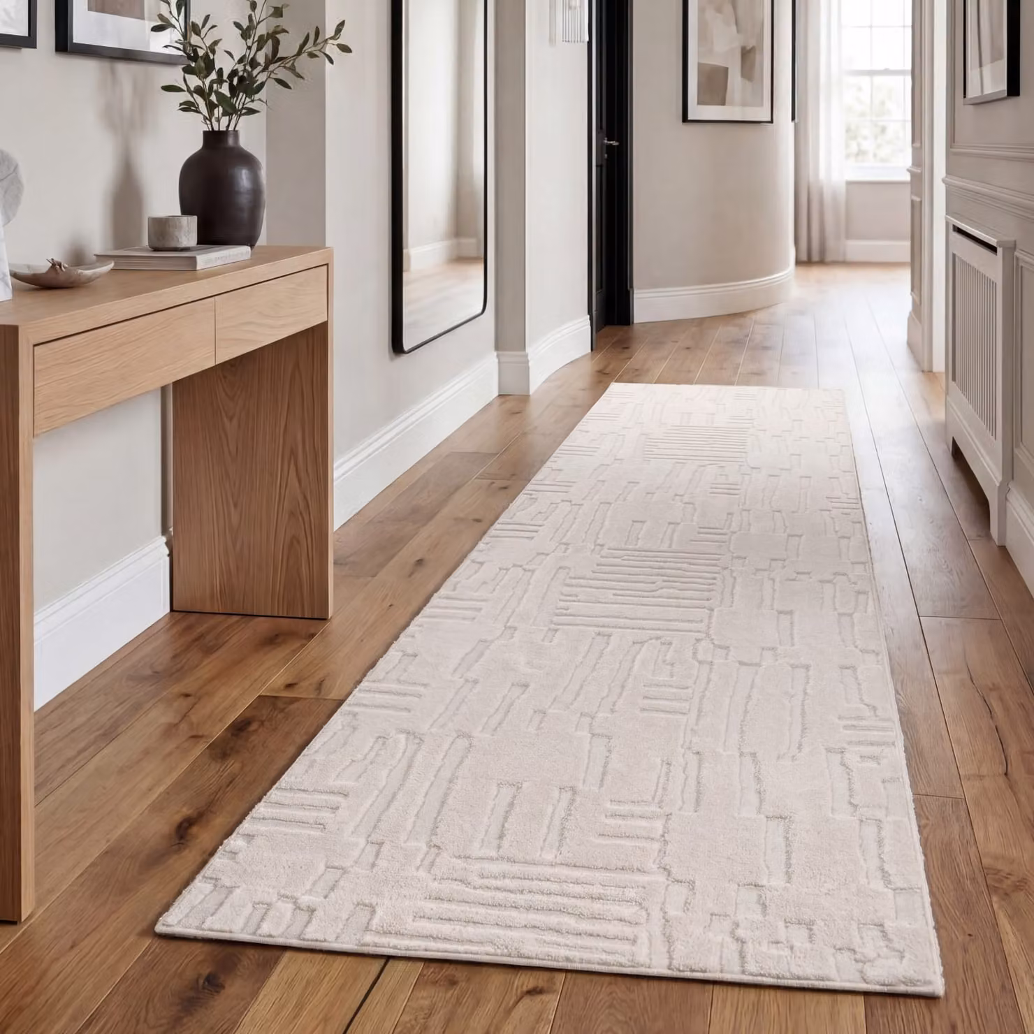 Tappeto moderno Tokko beige con design geometrico scandinavo in poliestere L: 150 cm, P: 80 cm – 2