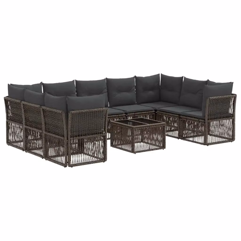 Set Divano da Giardino a L con Tavolino vidaXL, 10 Pezzi, Grigio – 2
