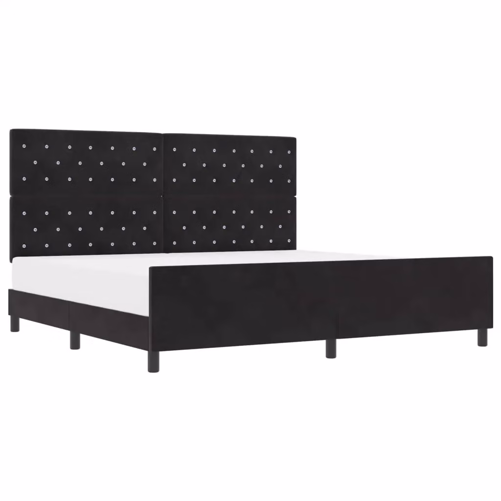 Letto a molle con testiera vidaXL in velluto nero L/P/H: 200 x 200 x 128 cm – 2