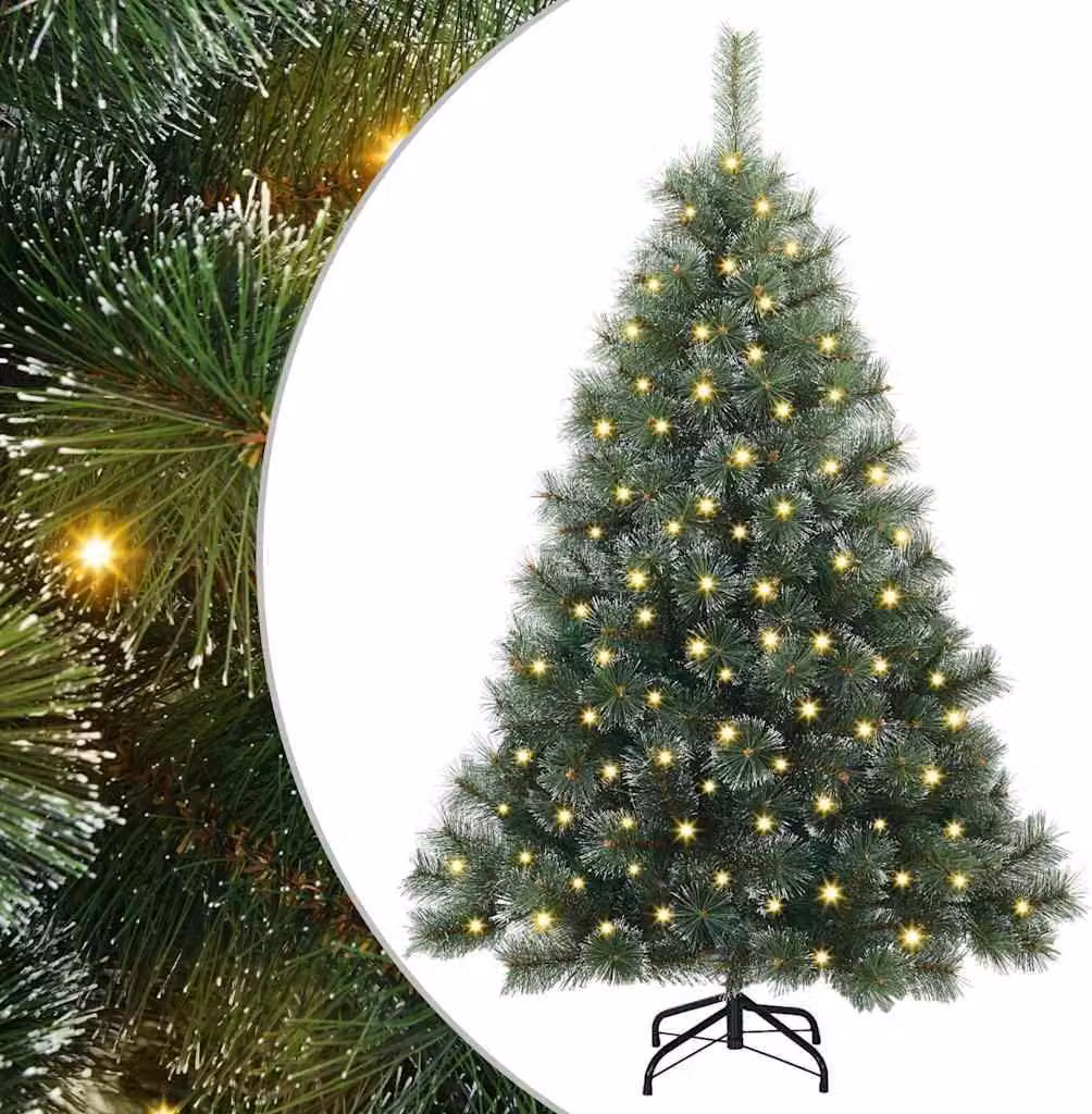 Albero di Natale artificiale con 150 LED verdi da 120 cm in PE e PVC