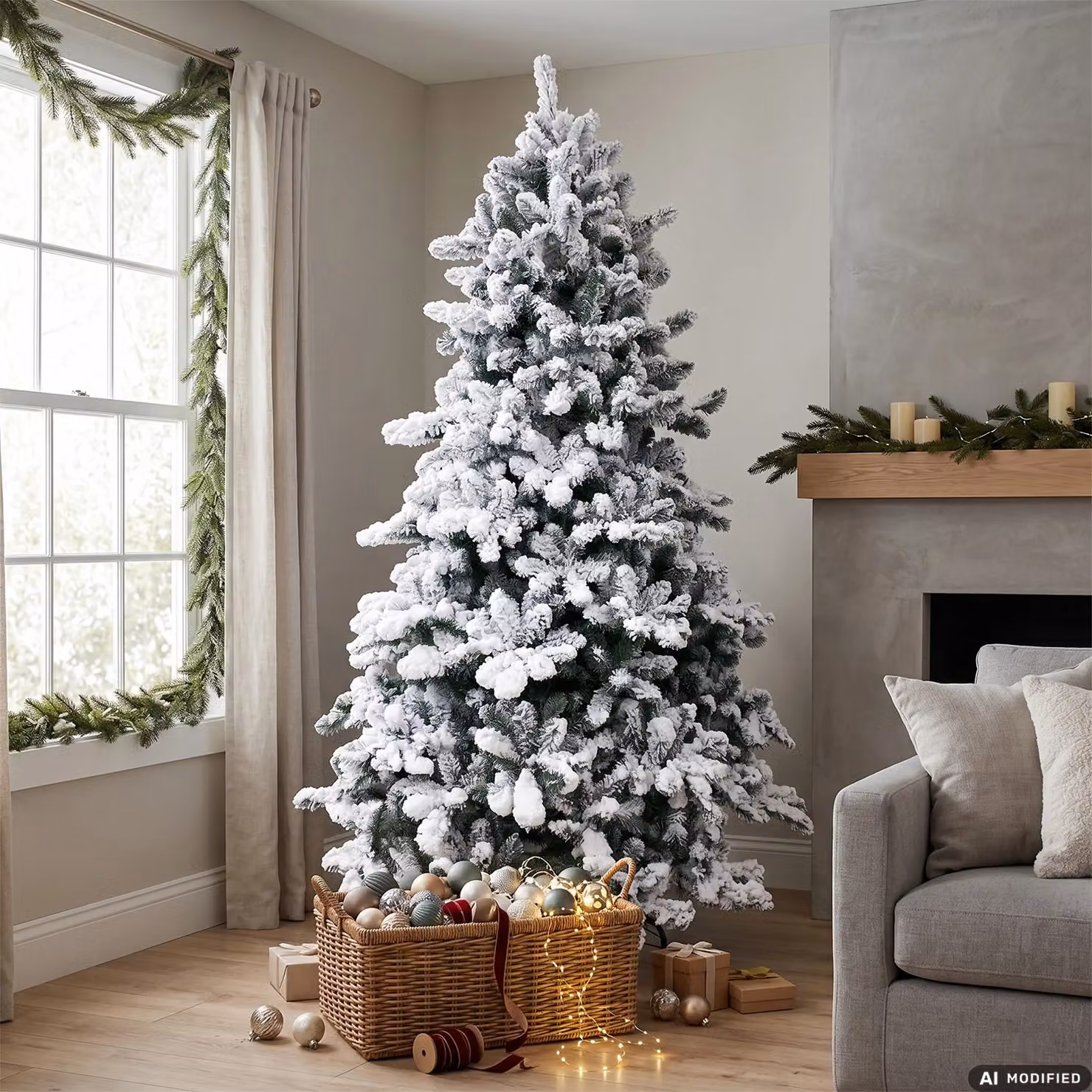 Albero di Natale Tarvisio Innevato Vestiamo Casa Gran Natale, Verde e Bianco, H 230 cm, Diametro alla base: 152 cm – 2