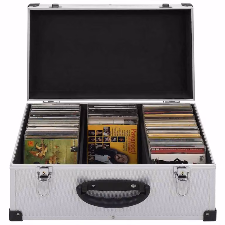 Custodia per 60 CD in Alluminio ABS vidaXL, Argento