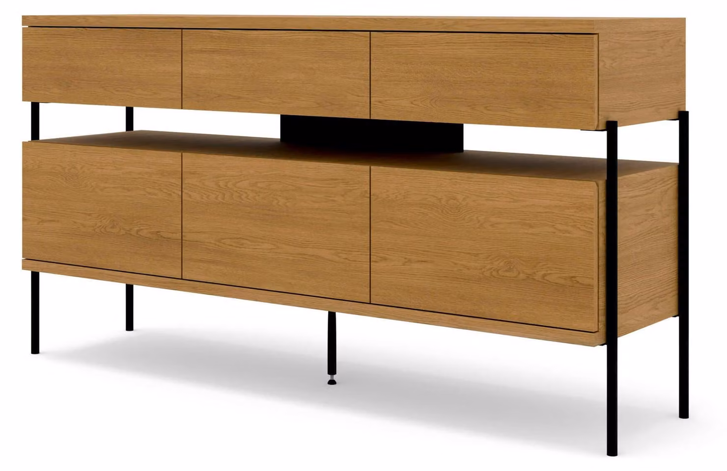 Credenza FURNLUX Puffin in noce e nero 154 cm / Colore principale: marrone / Dimensioni: 154 x 81 x 42 cm