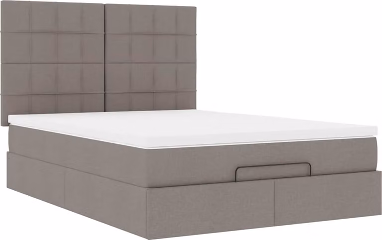 Struttura Letto Pouf con Materasso Tortora 140x200cm in Tessuto