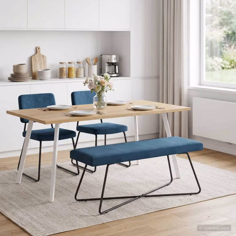 Panchina moderna vidaXL in velluto blu L: 110 cm, P: 40 cm, H: 45 cm