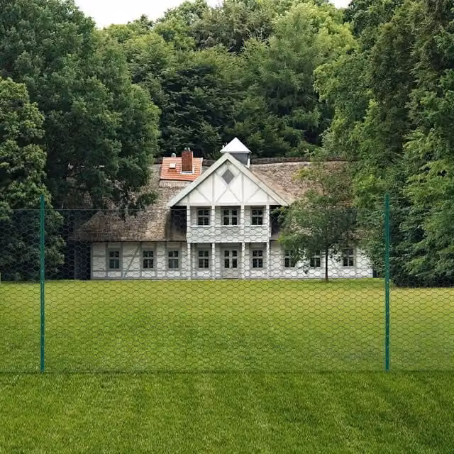 Rete per recinzione con pali in acciaio rivestiti in PVC verde DESIGN IN 25 x 1,5 m