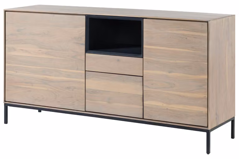 MASSIVMOEBEL24 | credenza in legno di Acacia 160x45x85 grigio-bianco laccato CHICAGO #04