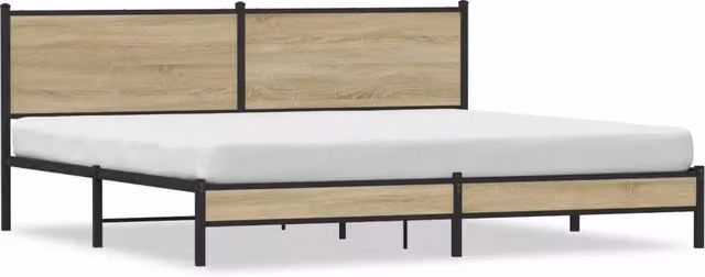 Letto matrimoniale | Letto per adulti | Giroletto senza Materaso in Metallo Rovere Sonoma 200x200 cm