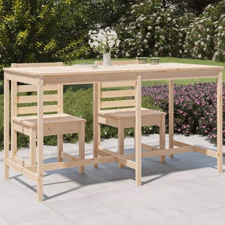 vidaXL Tavolo da Giardino Rettangolare in Legno di Pino Rustico, Colore Marrone/Beige, L: 203,5 cm, P: 90 cm, H: 110 cm