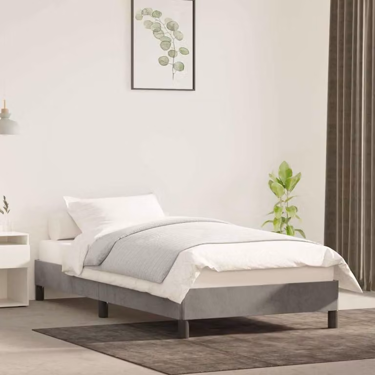 vidaXL Giroletto in Velluto Grigio Chiaro senza Materasso L/P: 100 x 200 cm