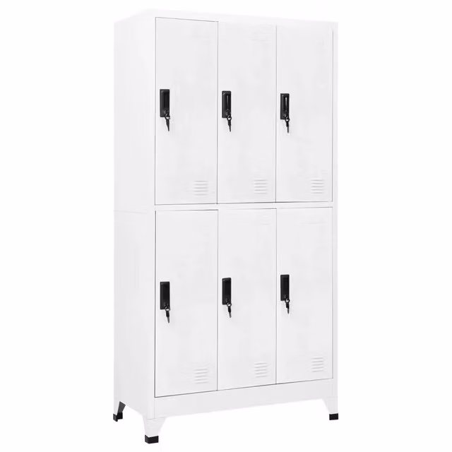 Armadietto da ufficio moderno HELLOSHOP26 bianco opaco con ante a battente e serratura L/P/H: 90 x 45 x 180 cm