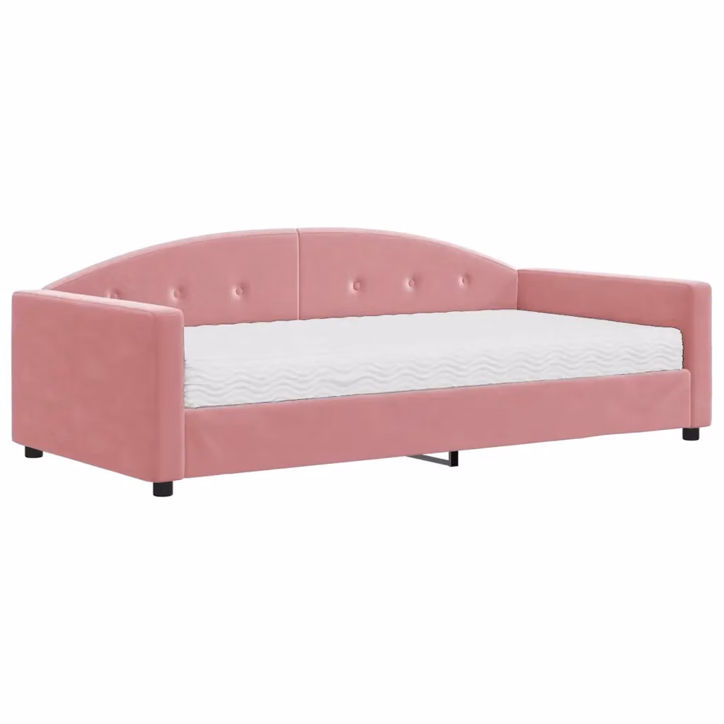 Divano Letto vidaXL in Velluto Rosa con Materasso in Schiuma L/P/H: 222 x 110 x 75 cm – 2