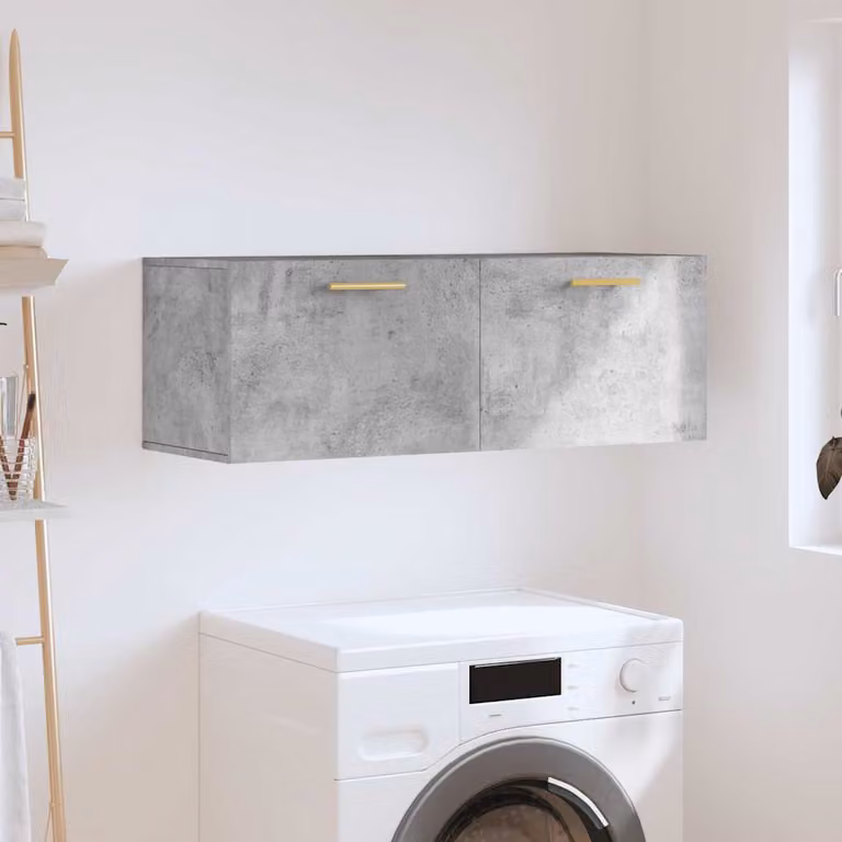 Mobile a parete vidaXL moderno in legno multistrato e MDF, colore grigio e oro, L 100 x P 36,5 x H 35 cm