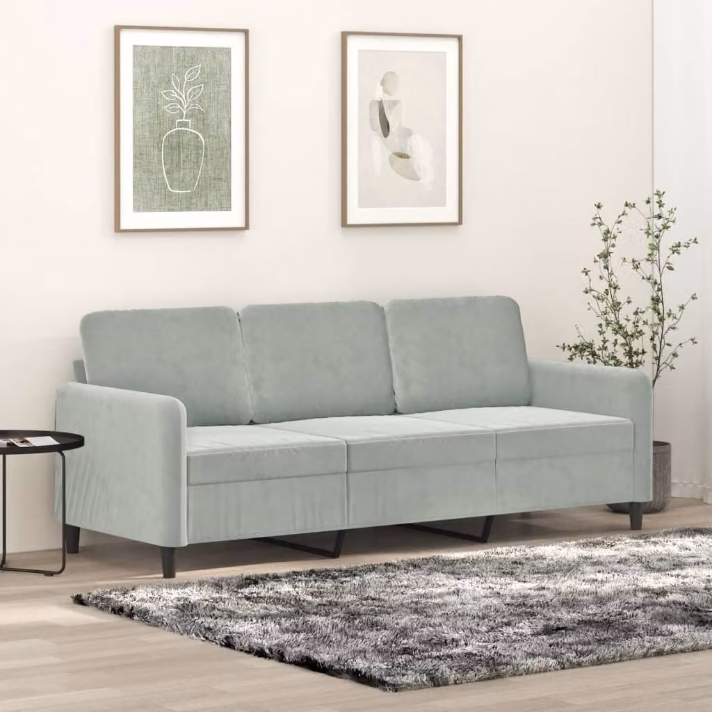 Maison Exclusive - Divano a 3 posti grigio chiaro 180 cm velluto