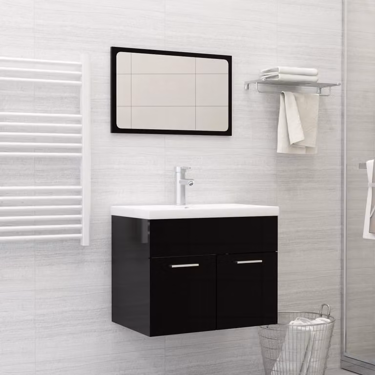 The Living Store Lavabo da incasso con rubinetto 61x39x18 cm in Vetroceramica bianca