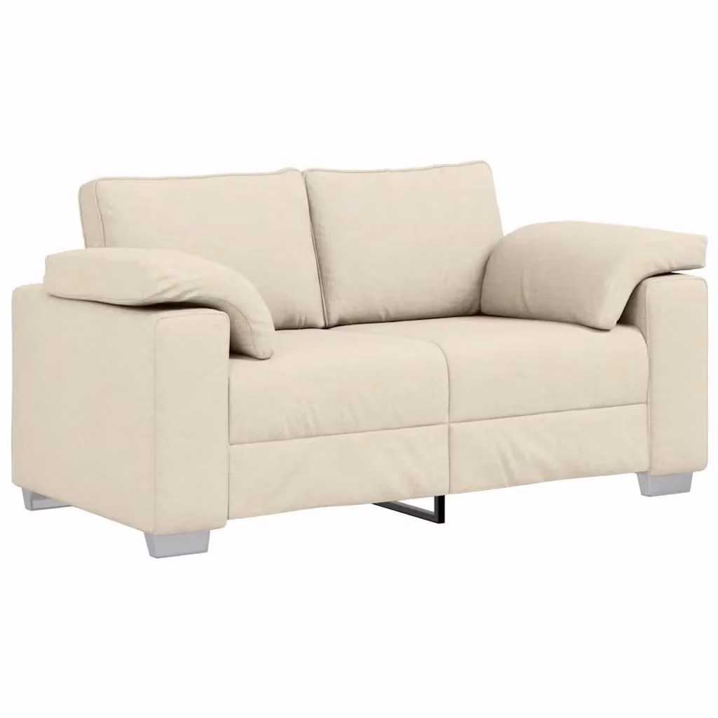 Divano a 2 posti beige vidaXL con rivestimento in tessuto e cuscini inclusi L: 160 cm, P: 82 cm – 2
