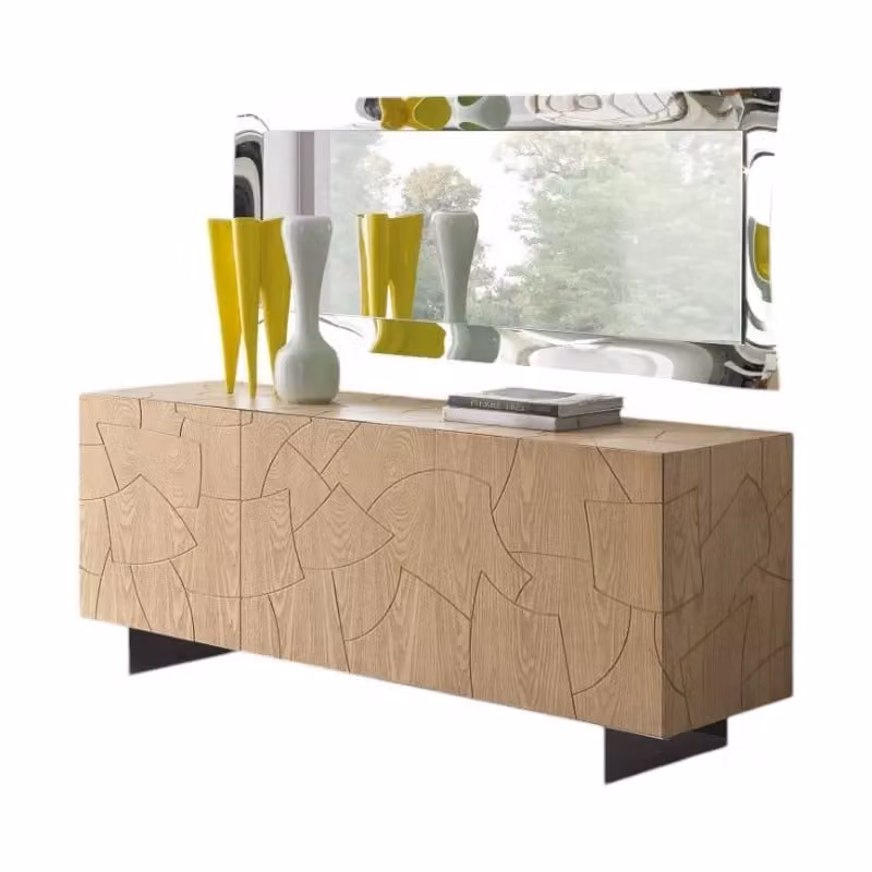 Madia contemporanea Mobili 2G con 3 ante in legno massello marrone e gambe in acciaio L: 180 cm, P: 45 cm, H: 73 cm – 1