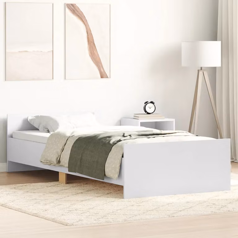 Giroletto vidaXL Bianco in Legno di Pino e MDF con Doghe Fisse L/P/H: 80 x 190 cm