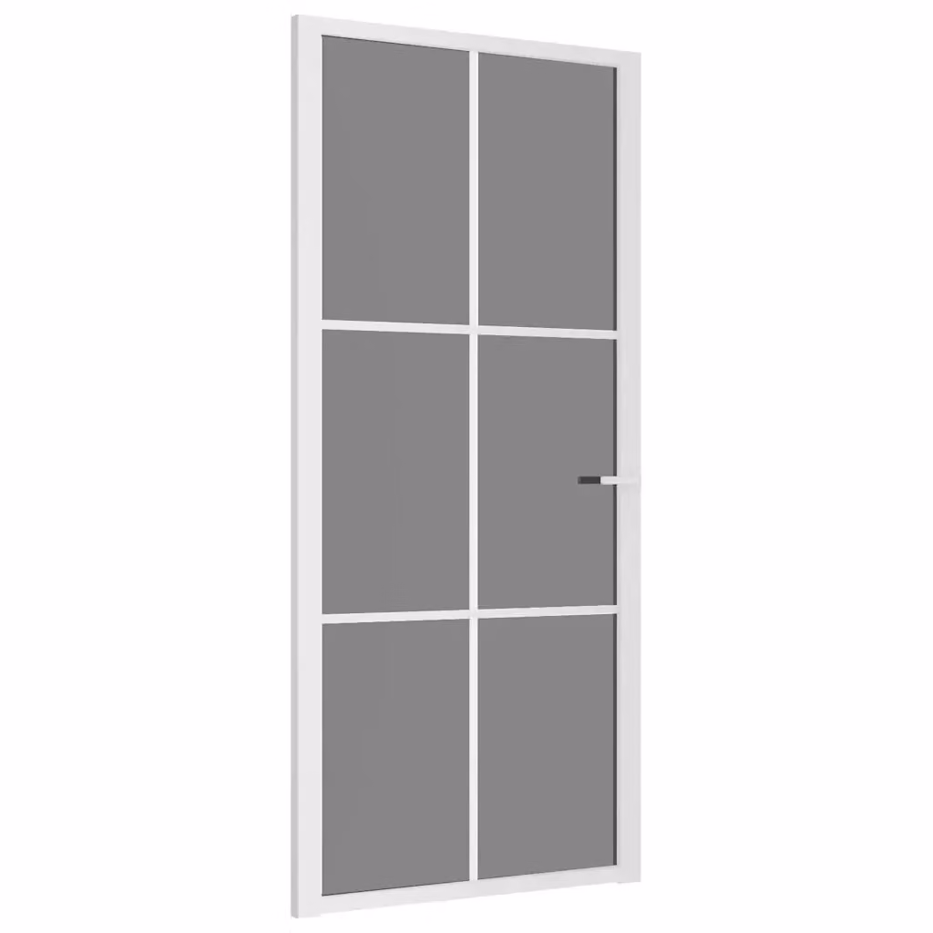 Porta interna moderna vidaXL in alluminio e vetro trasparente, colore bianco, L: 93 cm, H: 201,5 cm – 2