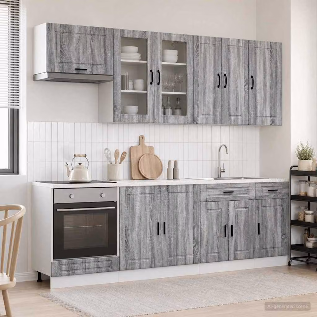 Unità cucina moderna vidaXL PORTO composta da 8 pezzi in legno ingegnerizzato grigio opaco