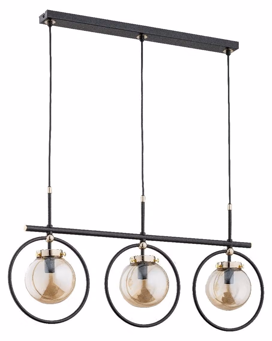 Lampada a sospensione EMIKO nero-ambra-oro 3xE14x10W in metallo, dimensioni: 85x80x13 cm, IP20, Alfa