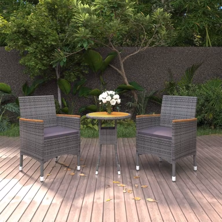 Maison Exclusive - Set da pranzo da giardino 3 pezzi in polyrattan grigio