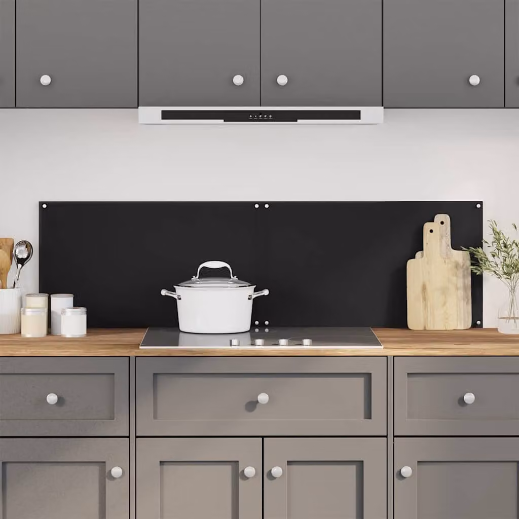 Set di 2 paraschizzi per cucina vidaXL in vetro temperato nero, L: 70 cm, H: 50 cm