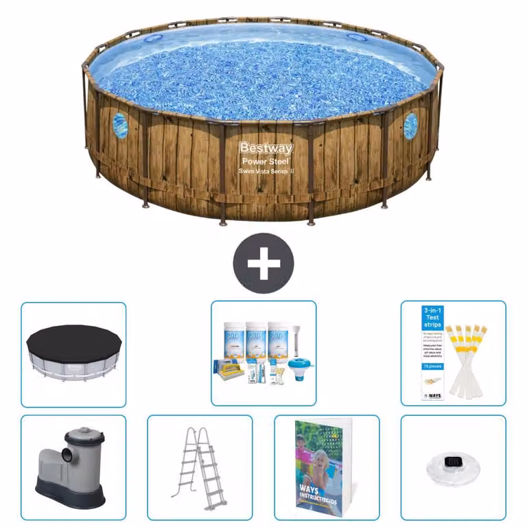 Bestway Power Steel, piscina rotonda - 488x122 cm - composta da 6 parti, modello S576