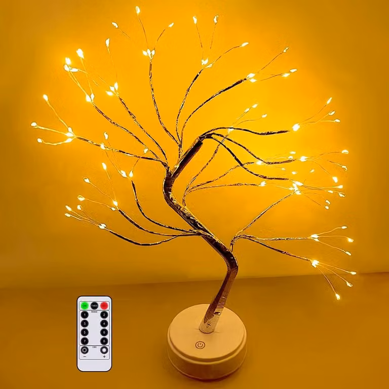 Lampada a LED a forma di bonsai, con 108 LED bianco caldo, alimentazione tramite USB, con telecomando