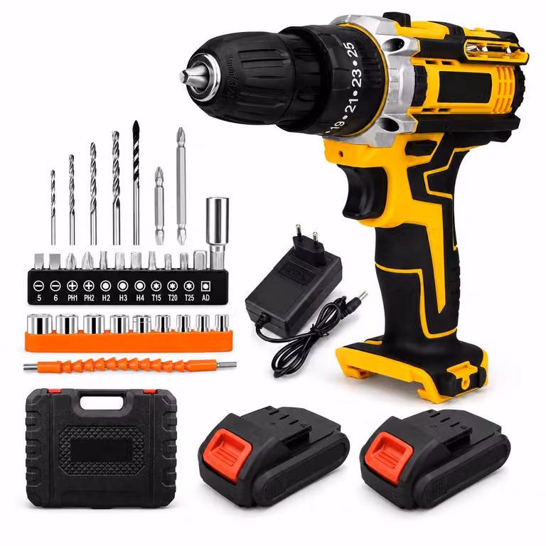 Extralink Trapano avvitatore a batteria 21 V Giallo 2× batterie 2,0 Ah