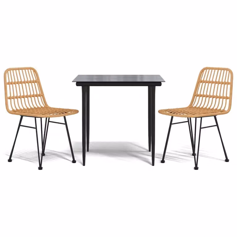 Set da Pranzo da Giardino 3 pz in Polyrattan