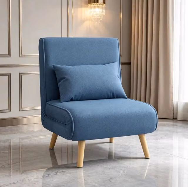 Poltrona letto 72x75x85 cm con schienale regolabile in metallo blu