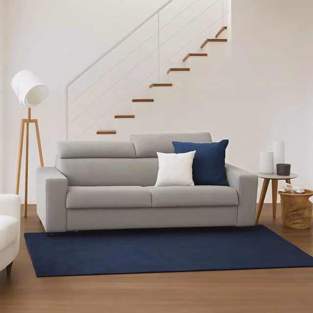 Divano a 2 posti Schiavo TALAMO ITALIA in tessuto Grigio con poggiatesta regolabili, L: 200 cm, P: 95 cm, H: 85 cm – 1