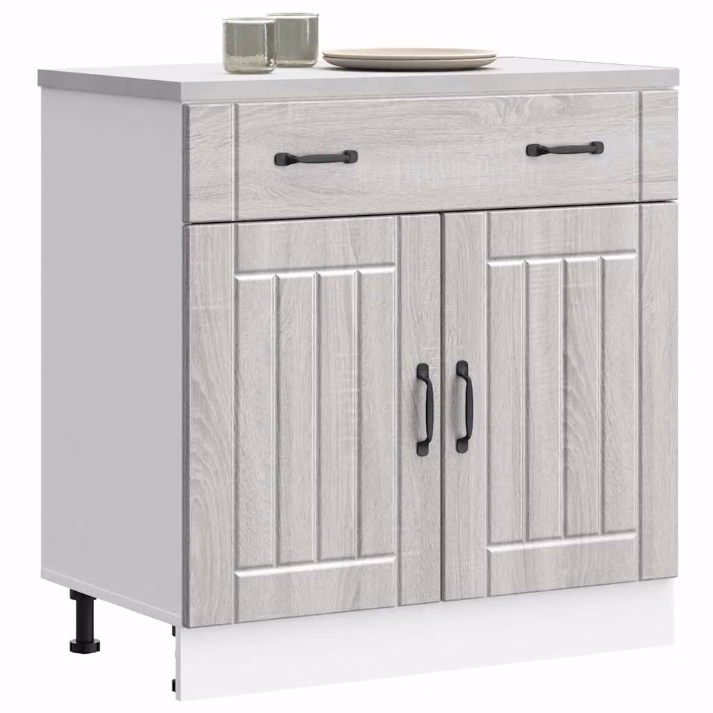 Base da cucina moderna vidaXL Lucca in legno multistrato e MDF, Grigio Sonoma, L: 81,5 cm, P: 46,0 cm, H: 80,0 cm